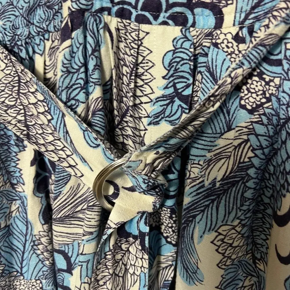 Derek Lam Collective RTR Floral Linen Blend Blue White Dress Size IT 38 US 2 - Picture 7 of 11
